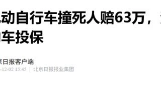 北京西城区：骑电动自行车撞死人判赔63万元